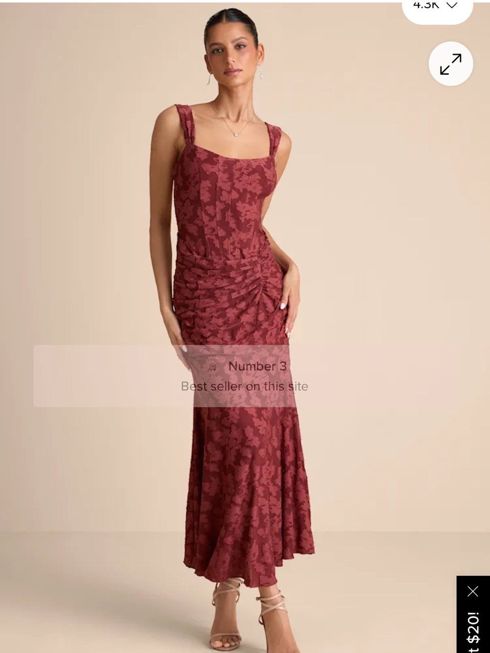 Celeste Rust Red Floral Burnout Bustier Maxi Dress